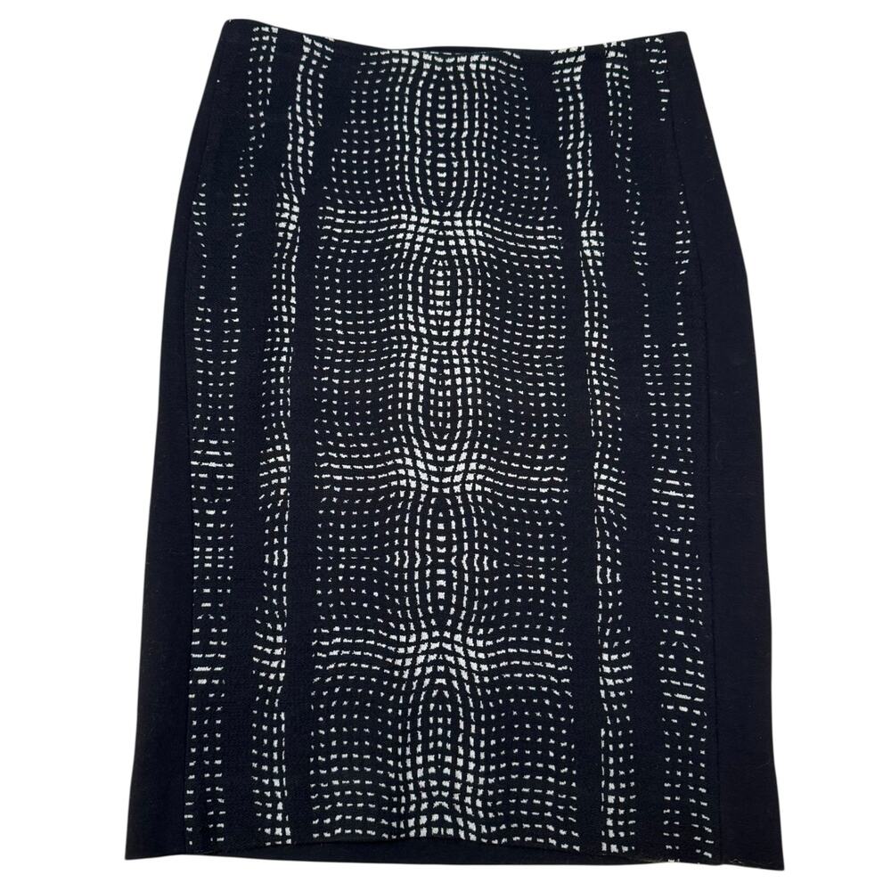 Diane von Furstenberg Marta Panel Pencil Skirt Wool Blend Black & White Size 2